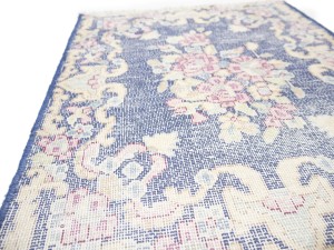 Antique Muted Navy Floral 1'7X2 Distressed Vintage Oriental Rug