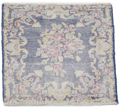 Antique Muted Navy Floral 1'7X2 Distressed Vintage Oriental Rug