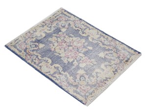 Antique Muted Navy Floral 1'7X2 Distressed Vintage Oriental Rug