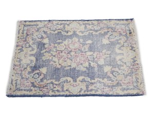 Antique Muted Navy Floral 1'7X2 Distressed Vintage Oriental Rug