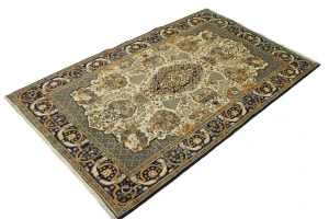 Vintage Cream Pictorial 5X9 Shahreza Persian Rug