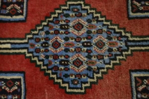 Vintage Red Geometric 3X9 Bidjar Sanneh Persian Runner Rug