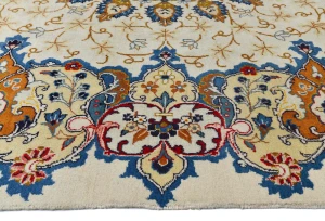 Semi Antique Cream Traditional 8X11 Kashan Persian Rug