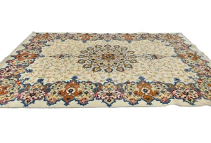 Semi Antique Cream Traditional 8X11 Kashan Persian Rug