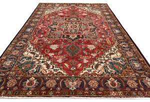 Vintage Red Floral 8X12 Heriz Persian Rug