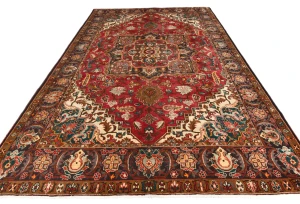 Vintage Red Floral 8X12 Heriz Persian Rug