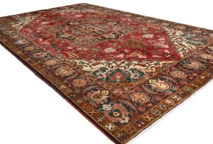 Vintage Red Floral 8X12 Heriz Persian Rug