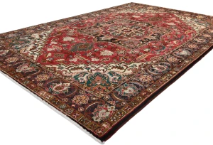 Vintage Red Floral 8X12 Heriz Persian Rug
