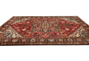Vintage Red Floral 8X12 Heriz Persian Rug
