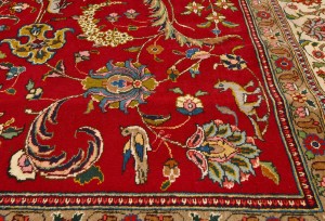 Vintage Red Traditional 10X13 Tabriz Persian Rug