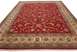 Vintage Red Traditional 10X13 Tabriz Persian Rug