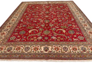 Vintage Red Traditional 10X13 Tabriz Persian Rug