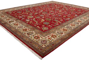 Vintage Red Traditional 10X13 Tabriz Persian Rug