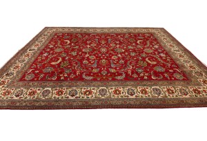 Vintage Red Traditional 10X13 Tabriz Persian Rug