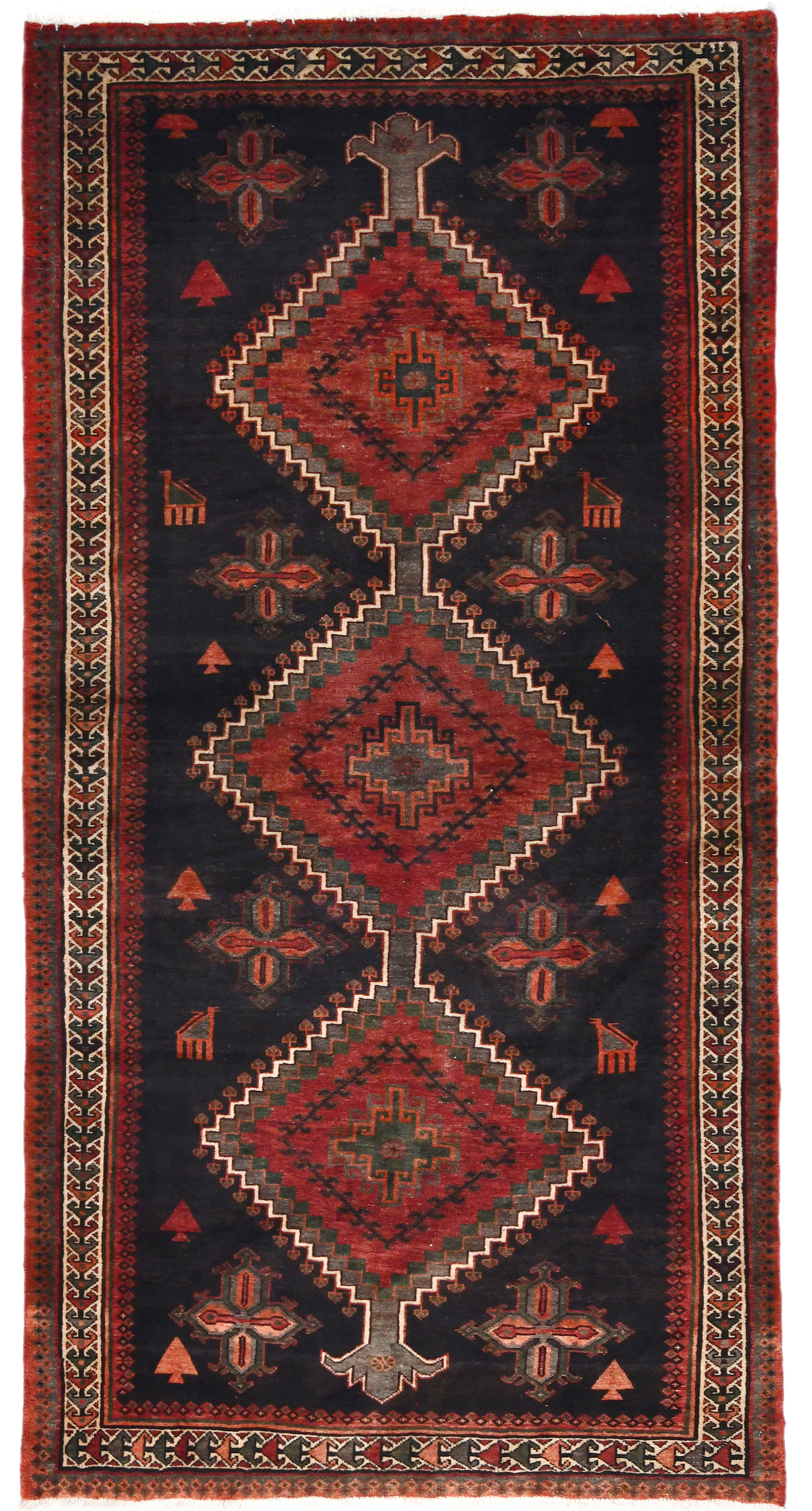 Semi Antique Tribal Charcoal 5X9 Hamedan Persian Rug