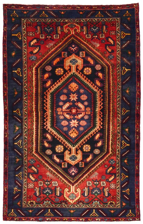 Dark Plum Vintage Tribal 4'6X7'0 Mussel Hamedan Persian Oriental Rug