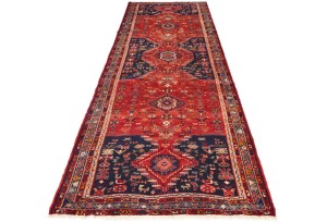 Vintage Red Tribal 4X10 Hamedan Persian Rug