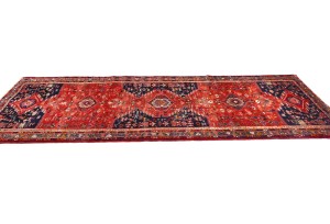 Vintage Red Tribal 4X10 Hamedan Persian Rug