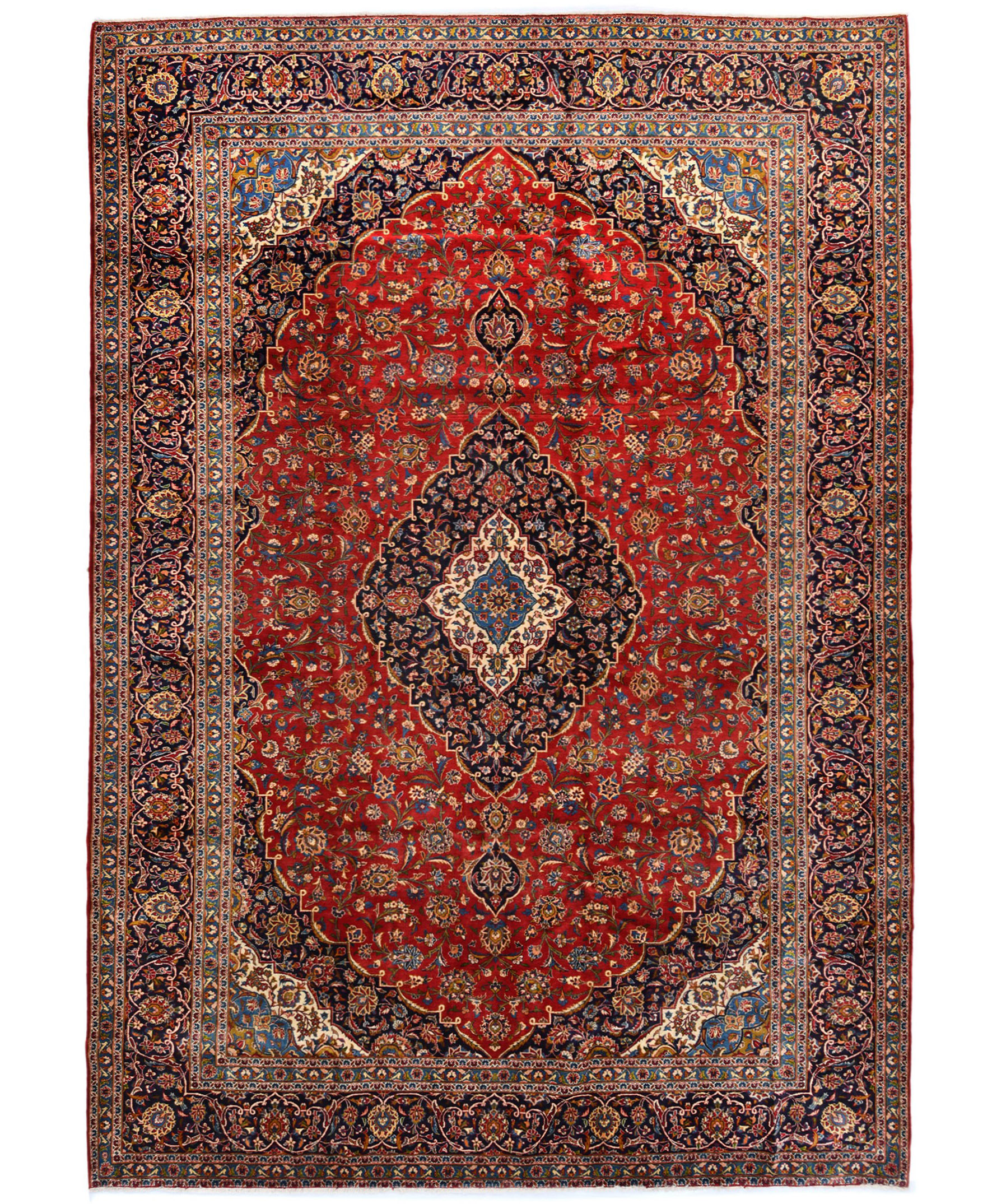 Semi Antique Red Traditional 11X16 Kashan Persian Rug