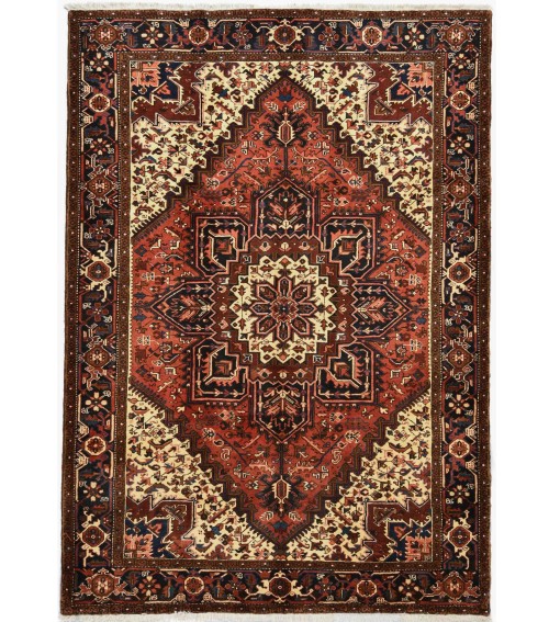 Vintage Red Geometric 7X10 Heriz Persian Rug