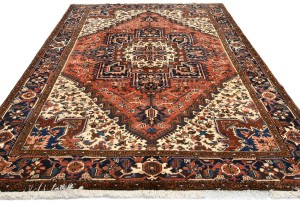Vintage Red Geometric 7X10 Heriz Persian Rug