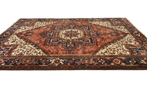 Vintage Red Geometric 7X10 Heriz Persian Rug
