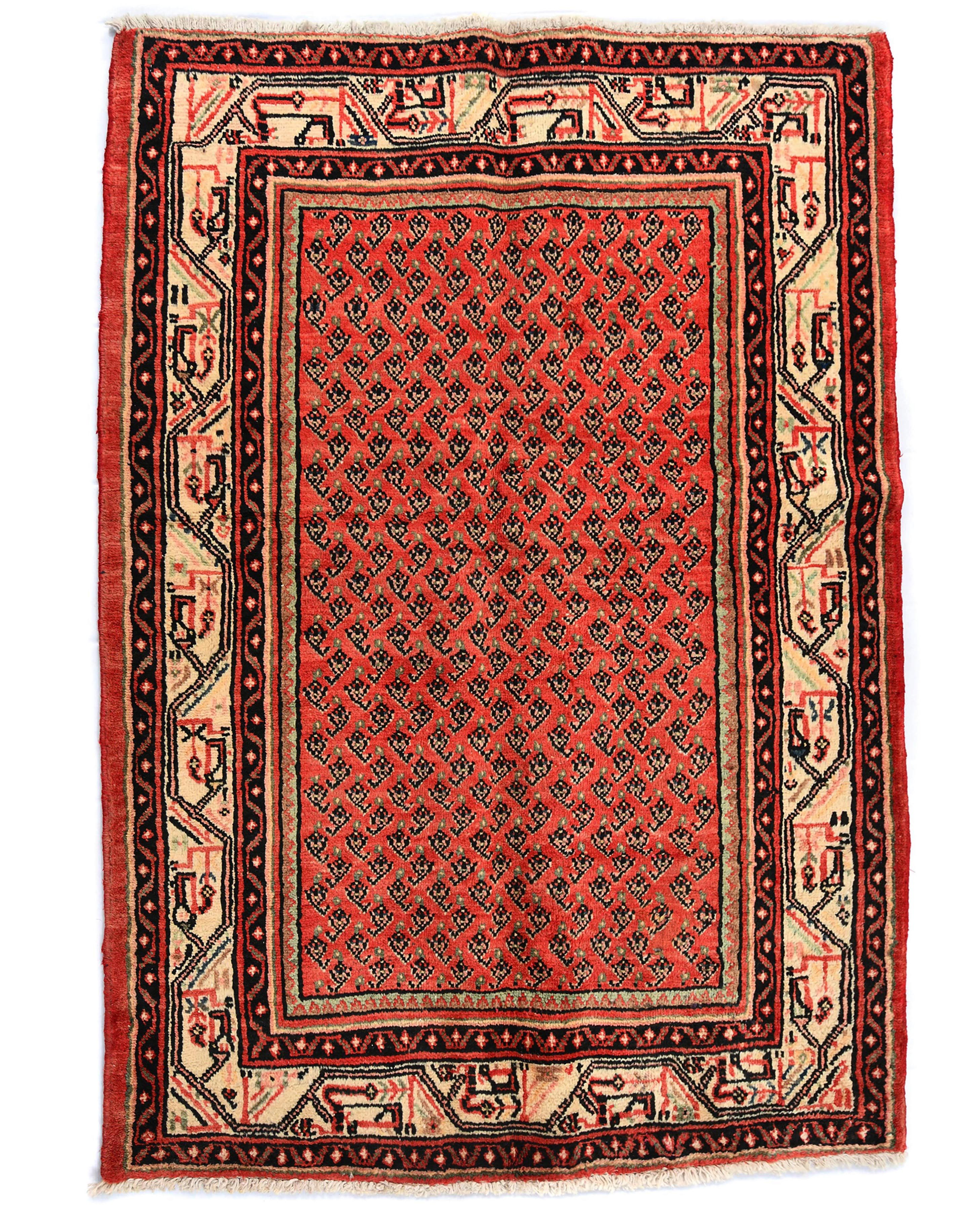 Vintage Red Tribal 3'6X5'0 Botemir Persian Rug