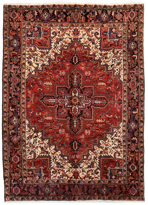 Vintage Red Geometric 7X10 Heriz Persian Rug