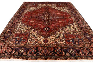 Vintage Red Geometric 7X10 Heriz Persian Rug