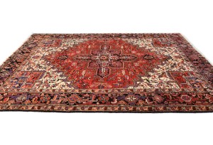 Vintage Red Geometric 7X10 Heriz Persian Rug
