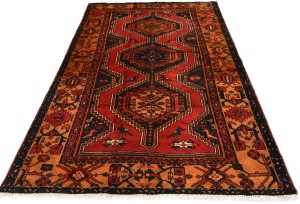 Vintage Red Tribal 4X7 Hamedan Persian Rug