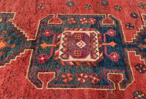Vintage Rose Red Tribal 4X7 Hamedan Persian Rug