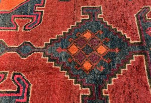 Vintage Rose Red Tribal 4X7 Hamedan Persian Rug