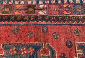 Vintage Rose Red Tribal 4X7 Hamedan Persian Rug