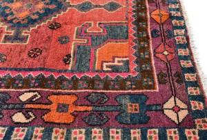 Vintage Rose Red Tribal 4X7 Hamedan Persian Rug