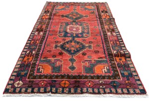 Vintage Rose Red Tribal 4X7 Hamedan Persian Rug