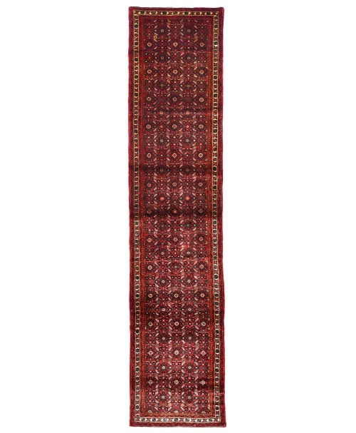 Vintage Red Tribal 2'9X12'5 Hossainabad Persian Runner Rug