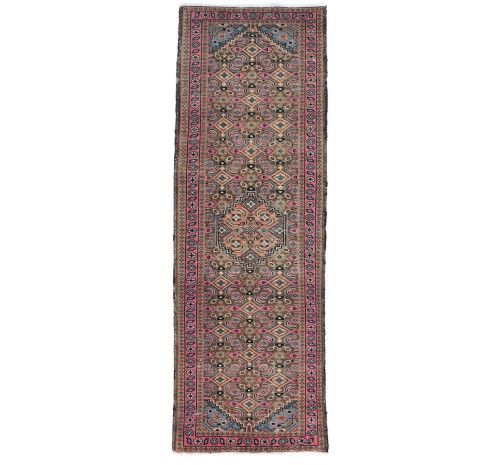 Semi Antique Muted Brown Tribal 2X7 Oriental Runner Rug