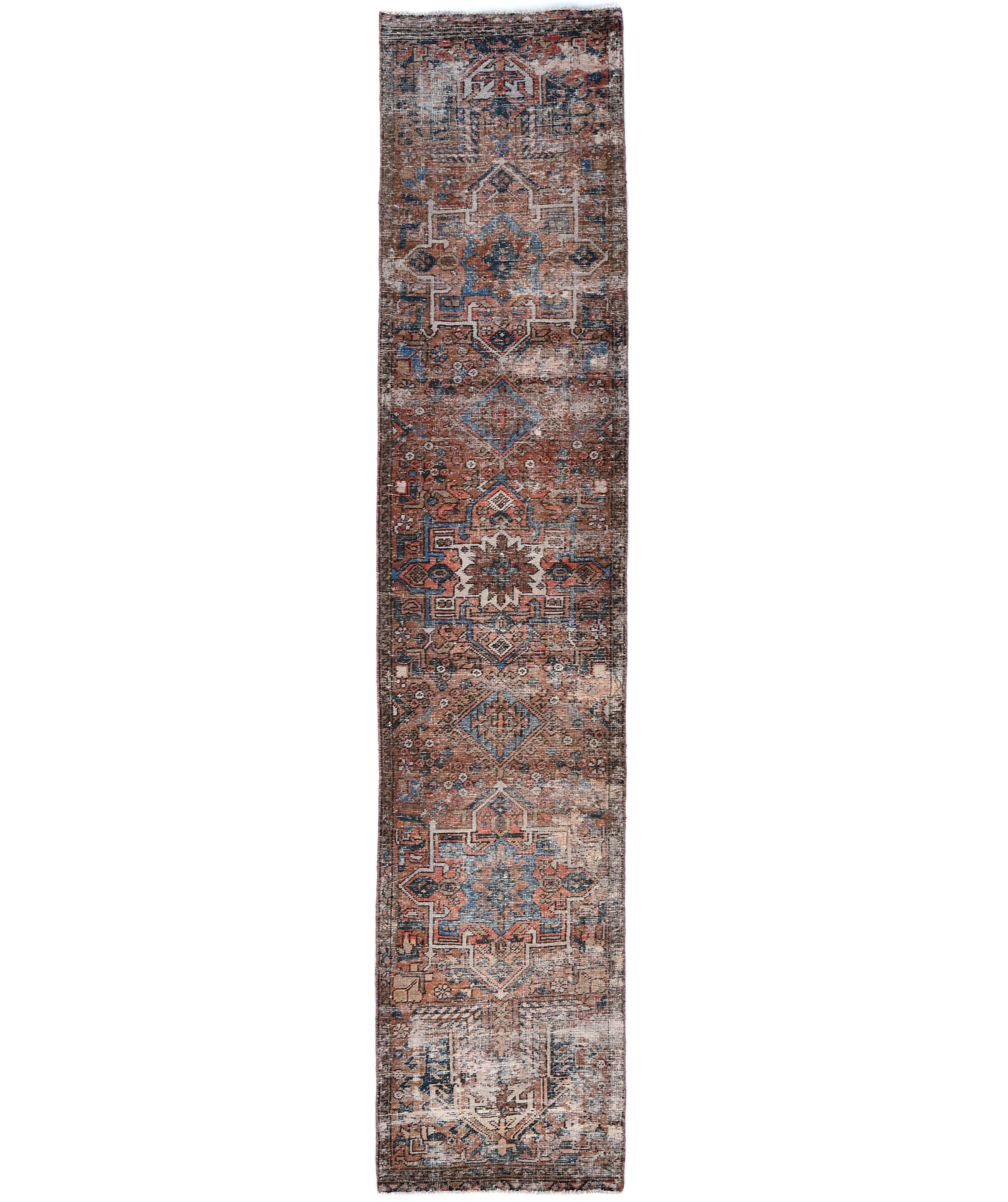 Antique Muted Tribal 2'7X12 Distressed Vintage Oriental Runner Rug