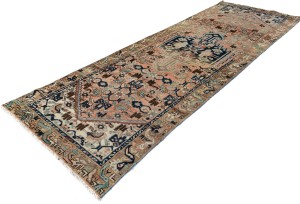 Semi Antique Muted Tribal 3X9'5 Distressed Vintage Oriental Runner Rug