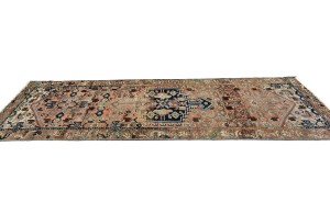Semi Antique Muted Tribal 3X9'5 Distressed Vintage Oriental Runner Rug