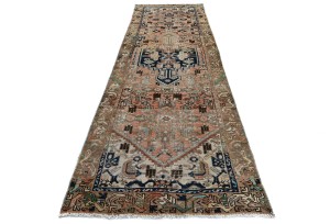 Semi Antique Muted Tribal 3X9'5 Distressed Vintage Oriental Runner Rug