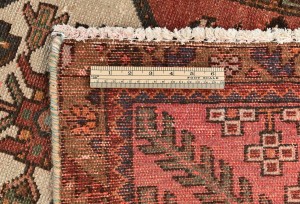 Semi Antique Red Geometric Tribal 4X9 Oriental Runner Rug