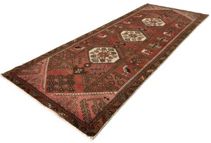 Semi Antique Red Geometric Tribal 4X9 Oriental Runner Rug