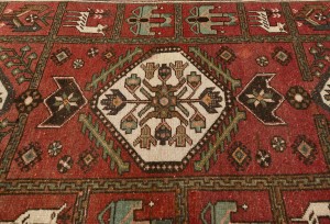 Semi Antique Red Geometric Tribal 4X9 Oriental Runner Rug