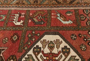Semi Antique Red Geometric Tribal 4X9 Oriental Runner Rug