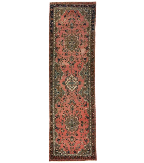 Semi Antique Muted Floral Tribal 3X10 Oriental Runner Rug