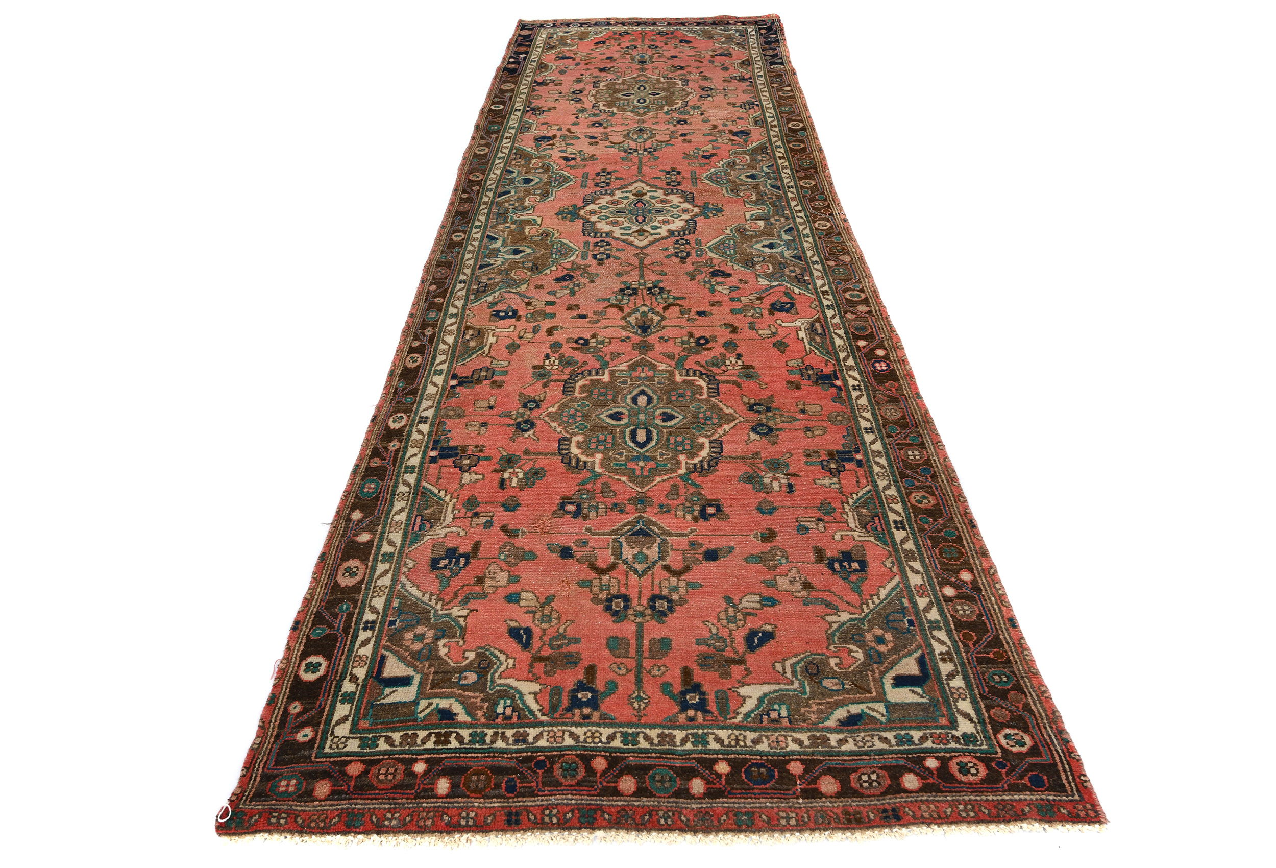 Semi Antique Muted Floral Tribal 3X10 Oriental Runner Rug