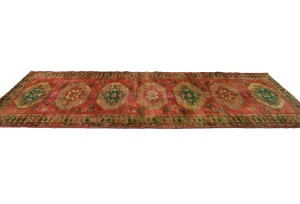 Antique Muted Red Tribal 4X11 Distressed Vintage Oriental Runner Rug