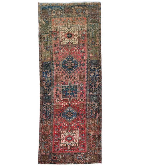 Antique Muted Tribal 4X11 Distressed Vintage Oriental Runner Rug